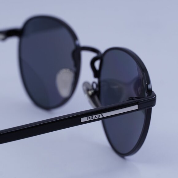 Prada PRB51S 1AB5Z1 Sunglasses Black Round Frame, Black Polarized Lenses - Picture 5 of 10